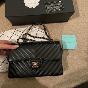 SOLD! Chanel black caviar small classic flap